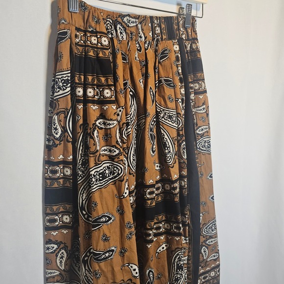 Halogen XS Paisley Print Maxi Skirt Brown Black White Elastic Waist - Picture 2 of 5